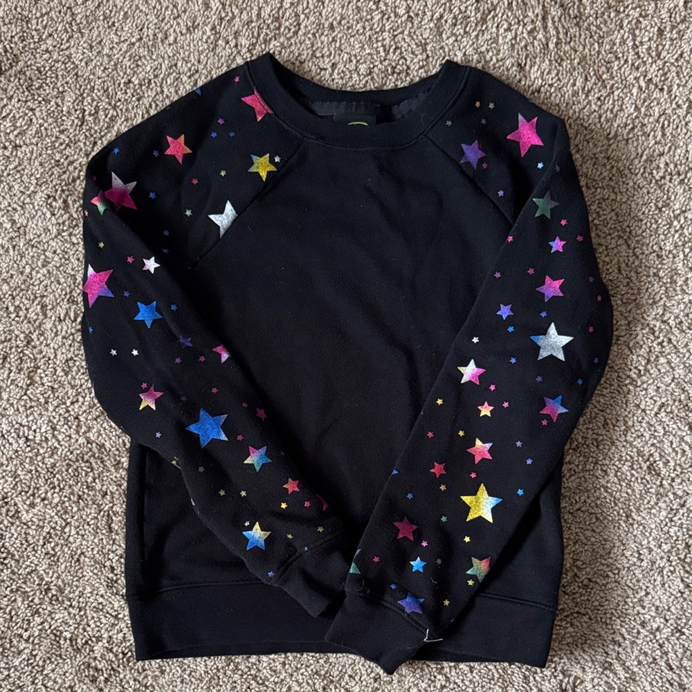 Athletic Works Black Sweatshirt with Colorful Stars